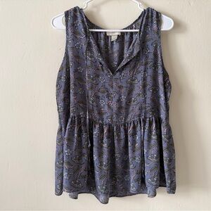 LOFT Sleeveless Floral Blouse - Purple and Pink Women’s Sz Medium Petite